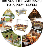 Chafing Dishes for Buffet，4PK Food Warmers for Parties, Buffet Servers and Warmers,Semi Gold Chafing Dish Buffet Set, Elegant Catering Supplies Buffet Display Set