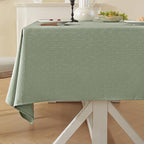 Laolitou Table Cloth Rectangle Linen Waterproof Textured Green Tablecloth, Washable Wrinkle Free Spill Proof Fabric Tablecloths for Dining Table Farmhouse Kitchen Holiday, 60x104 Inch