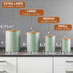 Kitchen Canisters for Countertop Set of 4 with Customizable Chalkboard Labels & Marker Pen - Big Iron Kitchen Canisters with Airtight Lids - Sage Green Canister Set - Flour and Sugar Containers