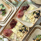 Compostable Square Palm Leaf Plates 8 Inch with Forks & Knives (50 Each) - Like Bamboo Plates, Disposable Party Plates, Biodegradable, Eco-Friendly, Microwave & Oven Safe