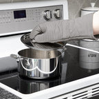 All-Clad Premium Silicone Oven Mitt: Heat Resistant to 500 Degrees - 100% Cotton & Silicone, 14"x7" Pot Holder for Kitchen and Barbeque, (1-Pack), Titanium Gray