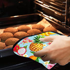 Hawaiian Tropical Fruits Pot Holders Set of 2 Heat Resistant & Non Slip Potholders, Flowers Oven Hot Pads for Kitchen Cooking Baking Barbecue