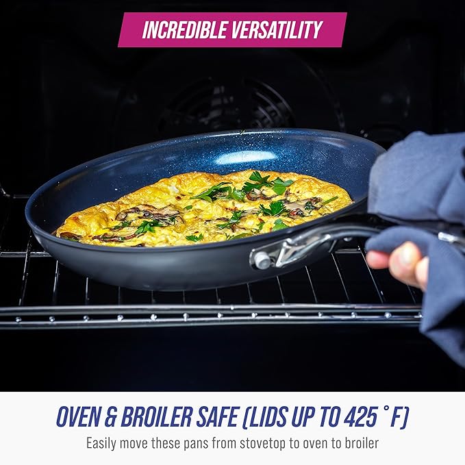 Blue Diamond Cookware Hard Anodized Ceramic Nonstick, 8" Frying Pan Skillet, PFAS-Free, Dishwasher Safe, Oven Safe, Grey