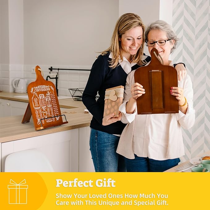 Kitchen Conversion Chart Cookbook Stand, Recipe Holder for Kitchen Counter, Cookbook Holder Stand, Kitchen Book Holder, Unique Gifts for Women, Bworn Color