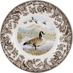Spode Woodland Canadian Goose Salad Plate - 8" Fine Earthenware with British Flowers Border for Appetizers, Salads, Desserts - Microwave, Oven, Freezer, Dishwasher Safe, Made in England