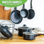 GreenLife Soft Grip 1QT and 2QT Saucepan Set, Healthy Ceramic Nonstick, Non Toxic PFAS & PFOA-Free, Dishwasher Safe, Glass Lids, Stay-Cool Handles, Easy Clean Cookware, Kitchen Essentials, Black