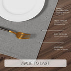 Romanstile Cloth Placemats Set of 6-12 x 18 Inch, Heat Resistant Double Layered Thickened Burlap Place Mats, Washable Faux Linen Farmhouse Table Mats for Kitchen/Dining/Party/Outdoor, Grey
