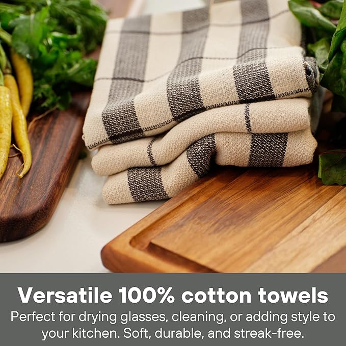 MEEMA Kitchen Towels and Cleaning Cloth | House Cleaning Supplies | Large Home Essentials Dish Towels - 18x28 Inch | Cotton Towel Rags | Super Absorbent Dish Rags | Sets of 4