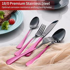 20-Piece Purplish Red Silverware Set 18/0 Stainless Steel Black Silverware Set Purplish Red Handle Cutlery Black Set Service for 4 Dinner Knives Forks Spoons Flatware Set Dishwasher Safe