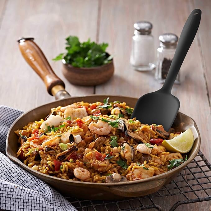 Silicone Spatula 3-piece Set, Ergonomic Handle High Heat-Resistant Spatulas, Non-stick Rubber Spatulas with Stainless Steel Core, Black