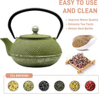 Cast Iron Teapot Tea Kettle with Stainless Steel Infuser for Stovetop Safe Coated with Enameled Interior Japanese Green Tetsubin for Loose Tea(30.4oz/900ml)