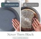 PRICUSIS Ceramic Pots and Pans Set Nonstick, 21Pcs Nontoxic Induction Cookware Set, 100% Dishwasher Safe, Stay Cool Handle, Fully Coated, PTFE PFOA & PFAS Free (Blueberry Gray）