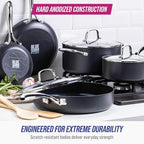 Blue Diamond Cookware Hard Anodized Ceramic Nonstick, 10 Piece Cookware Pots and Pans Set, Non-Toxic PFAS-Free, Dishwasher and Oven Safe, Durable, Even Heating, Metal Utensil Safe, Gray