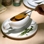 Kook Ceramic Gravy Boat, Serving Dispenser, Porcelain Pitcher for Sauces, Dressings and Creamer, Large Handle, Microwave and Dishwasher Safe, 21 oz, White