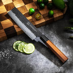 7 Inch Japanese Nakiri Knife, High Carbon Stainless Steel Kitchen Chopping Knife, Hand Forged of 5 Layers Professional Japanese Chef Knife, Comfortable Grip Rosewood Handle Vegetable knife