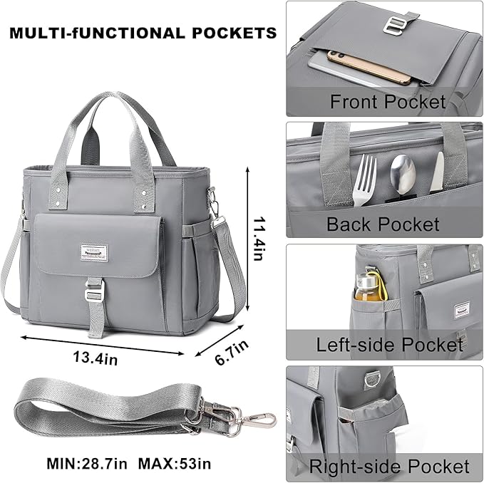 Weitars Lunch Bag for Men Women,Leak Proof Lunch Box for Work,Large Lunch Tote Bag with Removable Shoulder Strap,Insulated Lunch Bag for Picnic Hiking