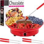 Lallisa Electric Fondue Pot Set, Chocolate Fondue Kit, Electric Fondue Maker, detachable Serving Trays with 4 Roasting Forks, gift Set for Date Night House Warming Melting Parties (Red)