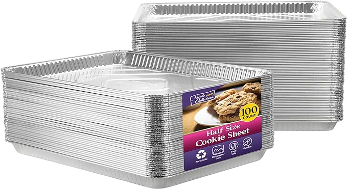 Aluminum Pans Half Size Cookie Sheet 100 Count Durable Nonstick Baking Sheets 17.75" x 12.75"
