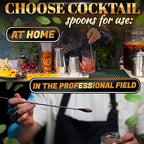 4 Pcs Bar Spoon Cocktail Mixing Spoon – 12'' Long Stainless Steel Cocktail Stirrers with Polished Surface, Easy to Clean – Great for Professional and Home Use, Practical Gift for Drink Mixing Lovers