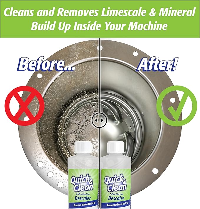 Quick & Clean 2-Pack Descaler (4 Total Uses) - Made in the USA - Descaling Solution for Keurig, Nespresso, Ninja, Delonghi, Coffee and Espresso Machines