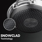 SNOWCLAD Pots and Pans Set Non Stick, 14 Pcs Hybrid Stainless Steel Cookware Sets, Non Stick Frying Pans, Saucepans, Saute Pan & Stock Pot, PFOA Free Kitchen Skillet,Induction Compatible