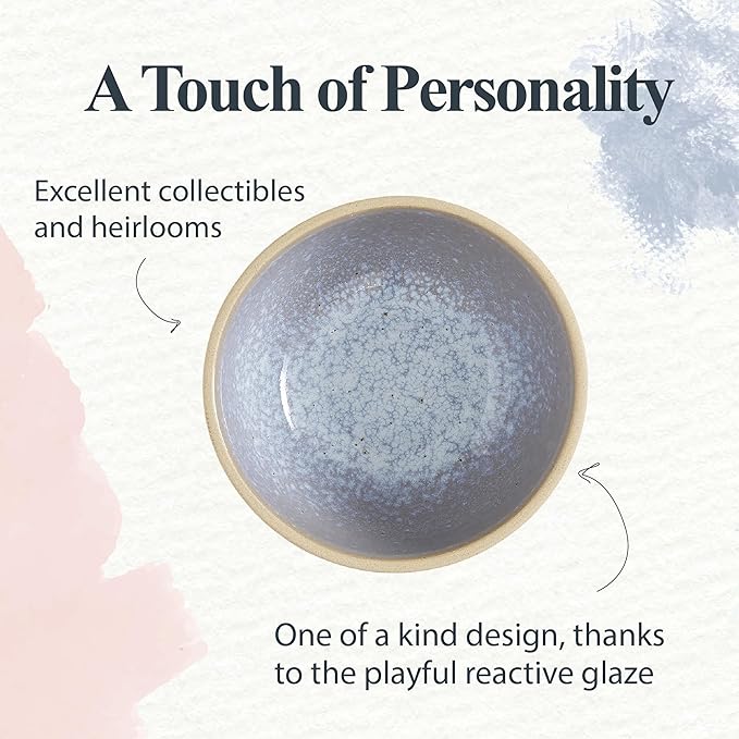 Portmeirion Minerals 6-Inch Serving Bowl, Aquamarine - Stoneware Tableware from Portugal, Reactive Glaze for a One-of-a-Kind Design, Microwave & Dishwasher Safe - Ceramic Serveware for Kitchen