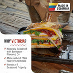 Victoria Rectangular Cast Iron Griddle. Double Burner Griddle, Reversible Griddle Grill, 18.5 x 10 Inch, Seasoned with 100% Kosher Certified Non-GMO Flaxseed Oil