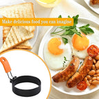 4PCS 3.5" Stainless Steel Egg Ring, Non Stick Omelet Mold with Brush Professional Pancake Mold Ring with Silicone Handle Egg Muffin for Breakfast, Mini Pancakes, and Fried Eggs.