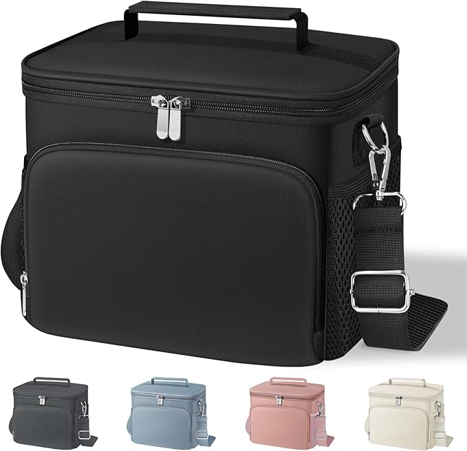 esouler Lunch Box for Women/Men Insulated Lunch Bag Large Capacity Reusable Lunch Tote Leak Proof Lunch Bags for Work Picnic, Black