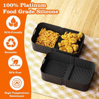 Air Fryer Silicone Liners for Ninja DZ071-7qt Basket Replacement, Reusable, Dishwasher Safe, BPA Free- Black