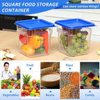 Yungyan 12 Pcs 4 Qt Commercial Food Storage Containers with Lids Restaurant Square Airtight Food Storage Containers Clear Cereal Containers for Kitchen Freezer Dishwasher Pantry(Blue Lid)