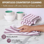 Native Fab Cotton Kitchen Towels - 16x26 inches - Set of 4 - Basket Weave Stripe Dish Towels for Cleaning, Drying Dishes, Absorbent Dish Cloths Set with Hanging Loop - Burgundy Maroon