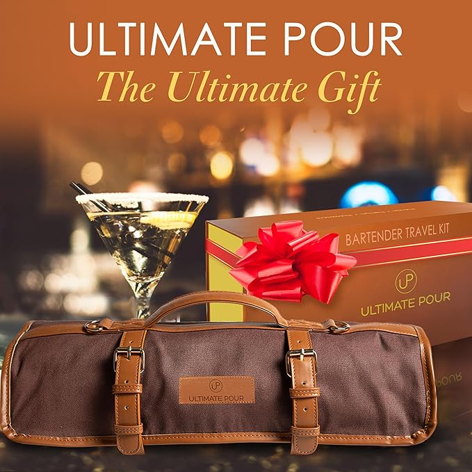 Professional Bartender Kit Travel Bag with Cocktail Shaker Set | Portable Bartending Mixology Bar Set with 18/28 oz Boston Shaker | Pro Bar Tools Perfect for Home, Bar, Parties, Beach, BBQ | 24 Pcs