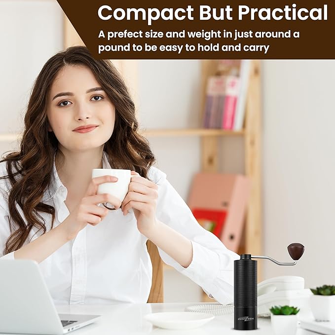 Manual Coffee Grinder – Portable Conical Burr Hand Grinder with Adjustable Settings & Double Bearings – Stainless Steel Coffee Mill for Espresso, French Press, Travel & Camping Gift