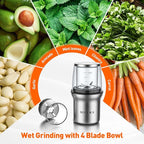 Secura Coffee Grinder Electric, Spice Grinder, Dual Glass Bowls for Wet & Dry Grinding