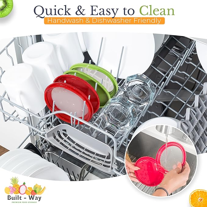 Fruit Storage Containers for Fridge | Fruit Vegetable Storage & Produce Storage | Space-Saving Produce Containers for Fridge (Yellow/Red/Green/Orange)