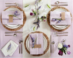 Solino Home Lilac Linen Tablecloth 52 x 52 Inch - 100% Pure Linen Square Table Throw - Classic Hemstitch, Machine Washable Table Cloth for Summer