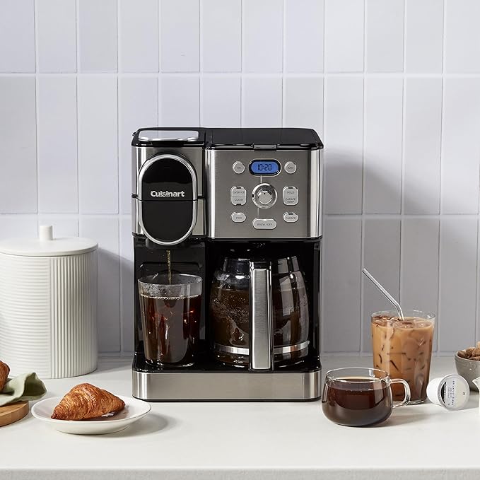 Cuisinart 12-Cup Coffee Maker, Single-Serve Brewer Glass Carafe, Automatic Hot & Iced Coffee Machine, Brew Strength Control and Brew Pause, SS-16, Stainless Steel