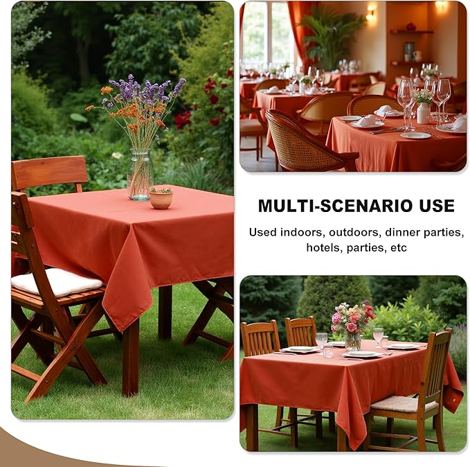 Fitable 6 Pack Rust 70?0 Inch Square Tablecloth - Stain Resistant and Washable Table Cover, Polyester Fabric Table Cloth for Wedding, Party, Banquet, Formal Events