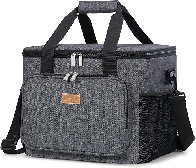 Lifewit Large Lunch Bag Insulated Lunch Box Soft Cooler Cooling Tote for Adult Men Women, Dark Gray 40-Can (24L)
