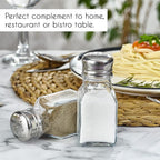Salt and Pepper Shakers Glass Set, Clear Home and Kitchen Design with Stainless Steel Lids