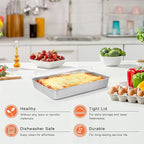 Herogo Baking Pan with Lid, 8 x 10 Inch Nonstick Rectangle Stainless Steel Cake Pan Sheet, Deep Cakes Bakeware with Lid for Brownies Casseroles, Non Toxic & Dishwasher Safe, Set of 4