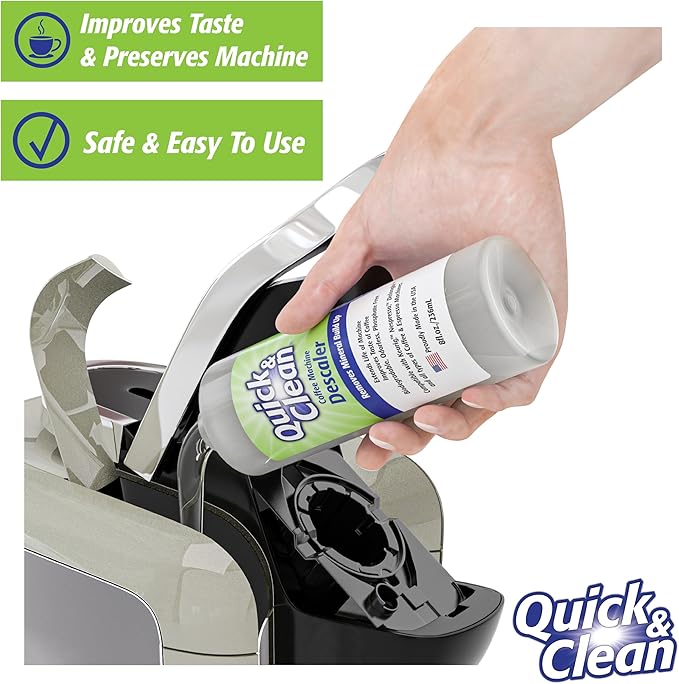 Quick & Clean 2-Pack Descaler (4 Total Uses) - Made in the USA - Descaling Solution for Keurig, Nespresso, Ninja, Delonghi, Coffee and Espresso Machines