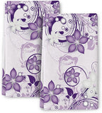 Purple Floral Kitchen Towels with Hanging Loop, Absorbent Dish Towels for Kitchen Cleaning, Cute Tea Towels for Kitchen Cooking Baking Farmhouse Home Decor 16x24 Inch Set of 2