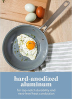 Sur La Table Kitchen Essentials Cool Commune Hard Anodized 10 Piece PFA Free Ceramic Non stick Interior Forged Durable Aluminum Pots and Pans Cookware Set - Black - Induction Compatible