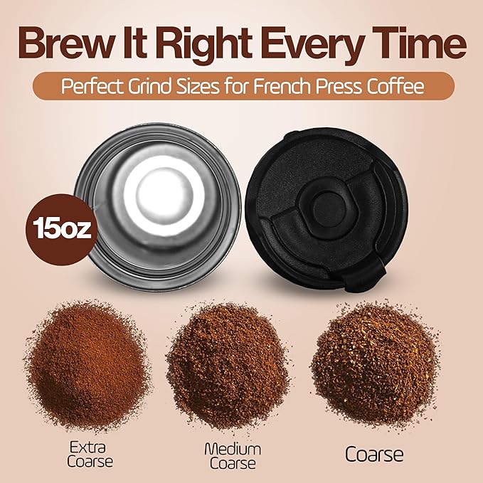 15oz Double Wall Stainless Steel Insulated French Press Coffee and Tea Maker - Portable Camping Tea, Coffee Mug and Tumbler (White)