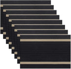 PIGCHCY Luxurious Placemats Set of 8, 18 x 12 inches Elegant Placemats Non-Slip Washable Durable Table Mats for Home/Dining Room Decoration (Black)
