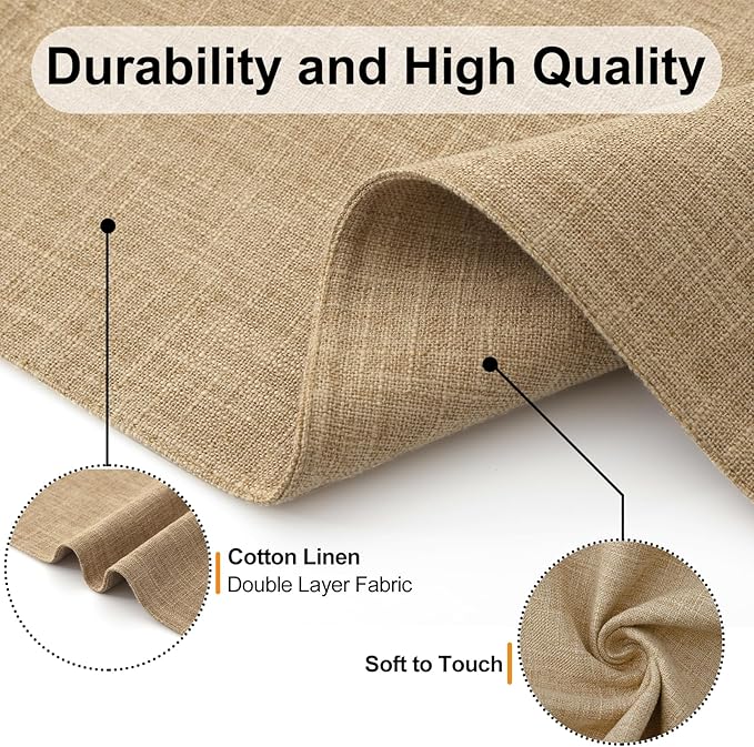 Homaxy Cloths Placemats for Dining Table Set of 6, Heat Resistant Washable Cotton Linen Blend Table Mats, Easy to Clean Place Mats for Indoor Outdoor Party Kitchen Decoration, 13" x 19", Flaxen