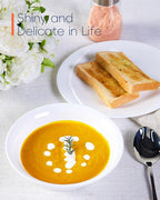 14 OZ (16 OZ MAX) White Opal Glass Cereal Bowl Set of 4, 6.5 inch Dishwasher & Microwave Safe Round Bowls for Soup, Salad and Rice