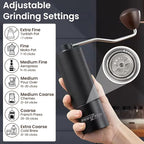 Manual Coffee Grinder – Portable Conical Burr Hand Grinder with Adjustable Settings & Double Bearings – Stainless Steel Coffee Mill for Espresso, French Press, Travel & Camping Gift